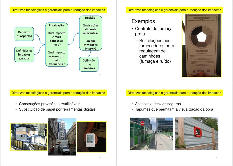 Definição das diretrizes Exemplos Controle de fumaça preta Solicitações aos fornecedores para regulagem de caminhões (fumaça e