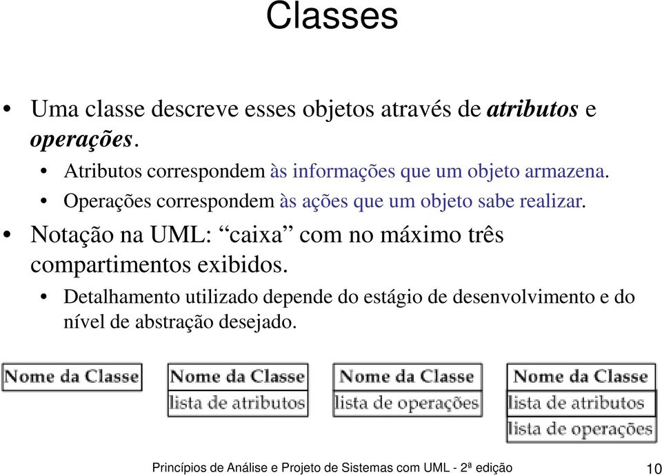 Operações correspondem às ações que um objeto sabe realizar.