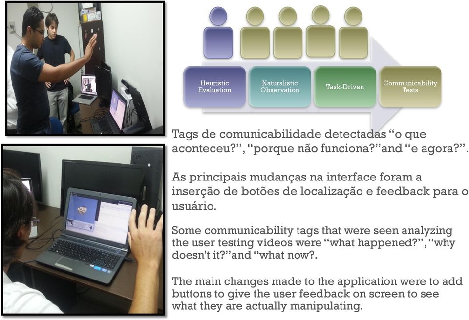 . As principais mudanças na interface foram a inserção de botões de localização e feedback para o usuário.