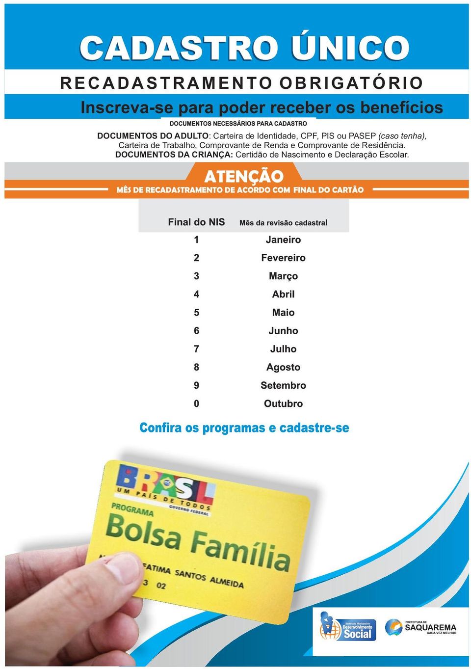 de Trabalho, Comprovante de Renda e Comprovante de Residência.