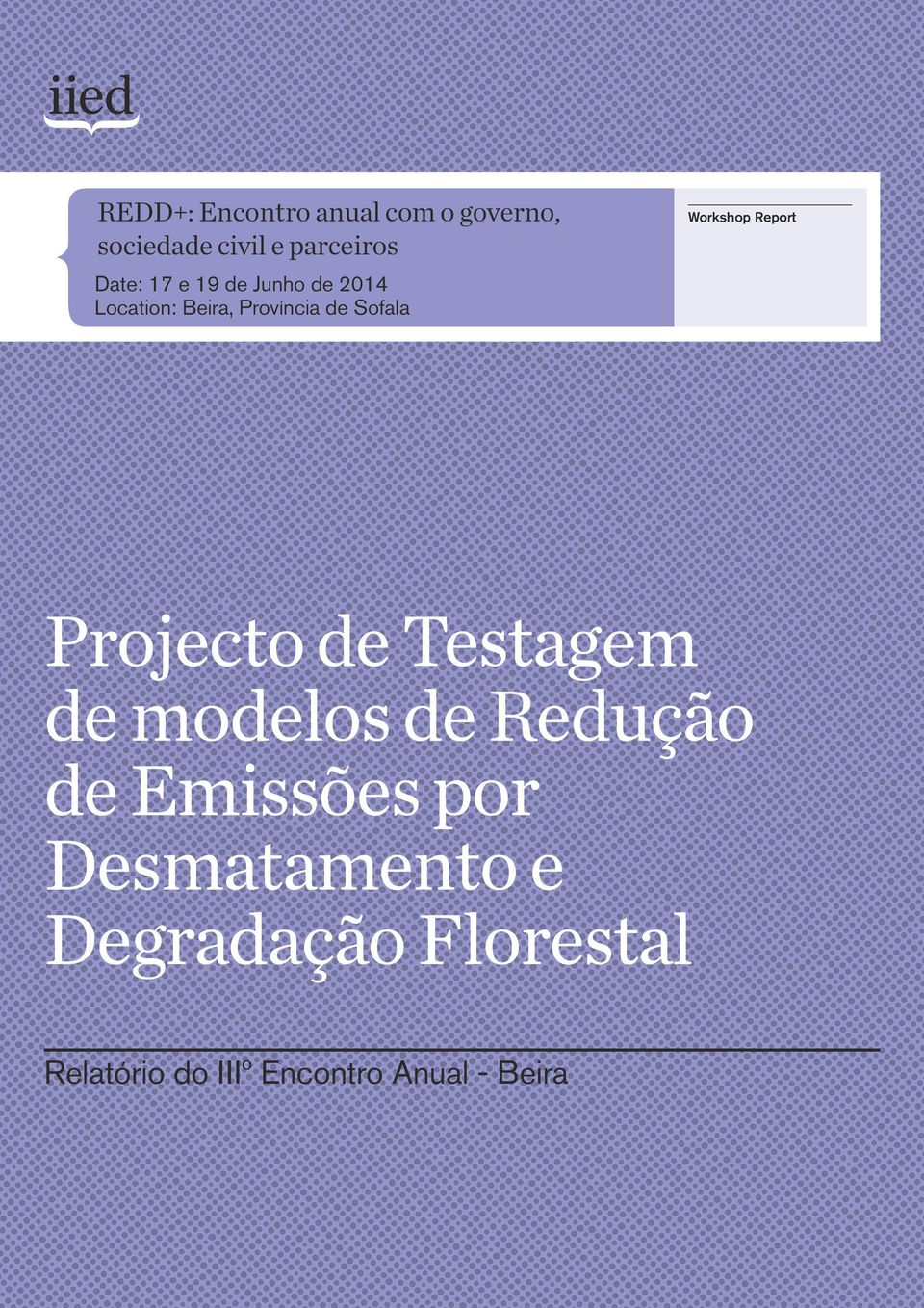 Report Projecto de Testagem de modelos de Redução de Emissões por