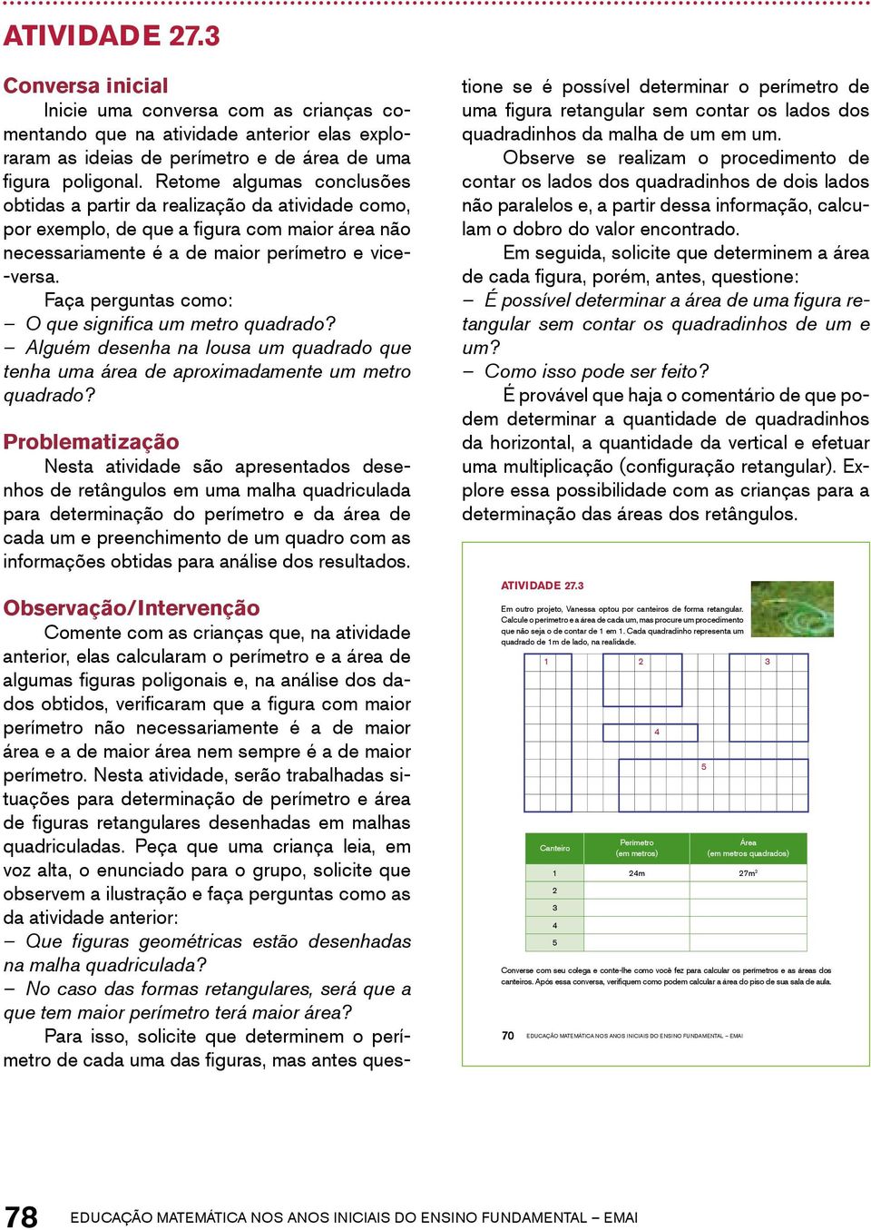 Faça perguntas como: O que significa um metro quadrado? Alguém desenha na lousa um quadrado que tenha uma área de aproximadamente um metro quadrado?