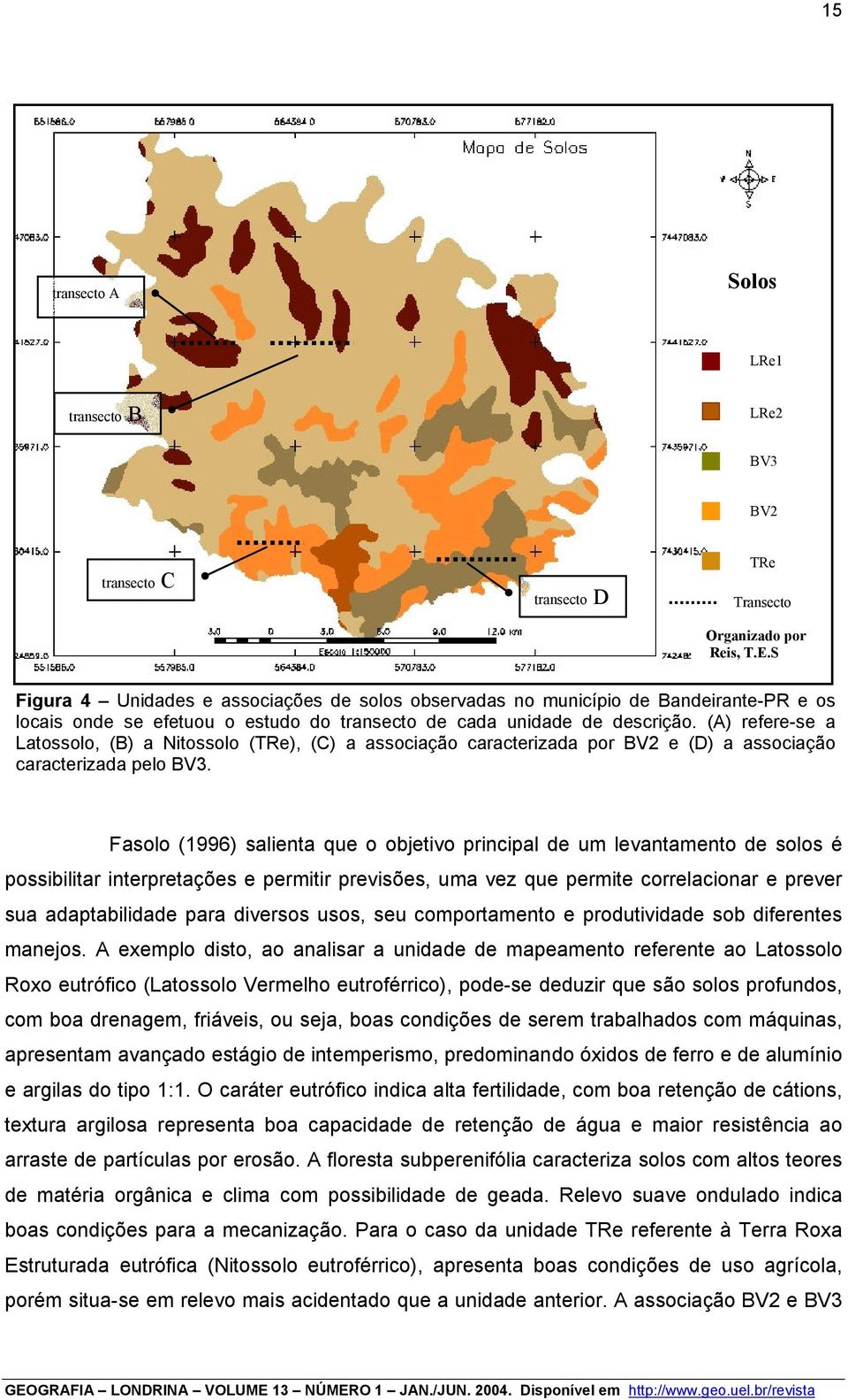 (A) refere-se a Latossolo, (B) a Nitossolo (TRe), (C) a associação caracterizada por BV2 e (D) a associação caracterizada pelo BV3.