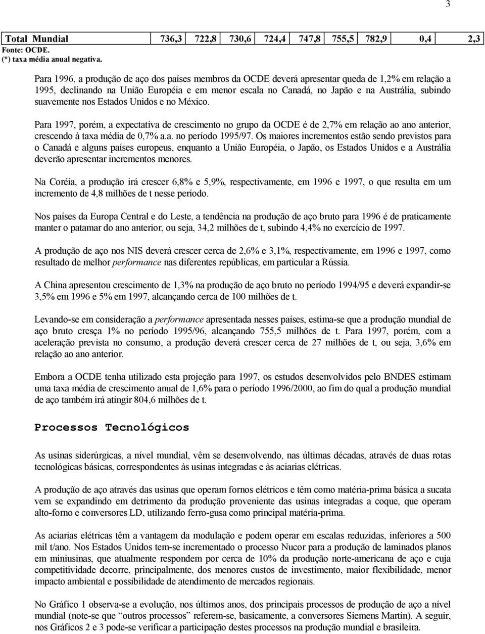 suavemente nos Estados Unidos e no México. Para 1997, porém, a expectativa de crescimento no grupo da OCDE é de 2,7% em relação ao ano anterior, crescendo à taxa média de 0,7% a.a. no período 1995/97.