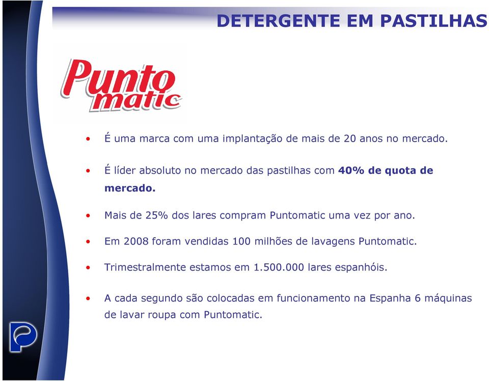 Mais de 25% dos lares compram Puntomatic uma vez por ano.