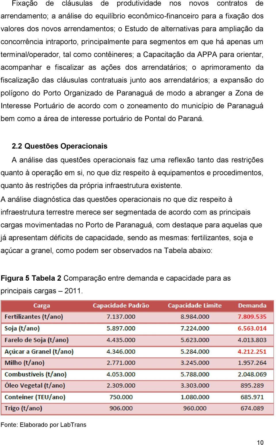 ações dos arrendatários; o aprimoramento da fiscalização das cláusulas contratuais junto aos arrendatários; a expansão do polígono do Porto Organizado de Paranaguá de modo a abranger a Zona de