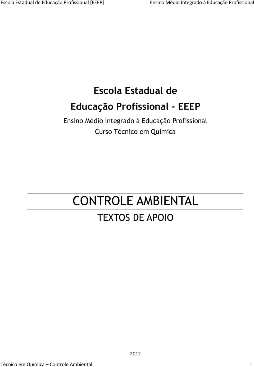 Química CONTROLE AMBIENTAL TEXTOS DE