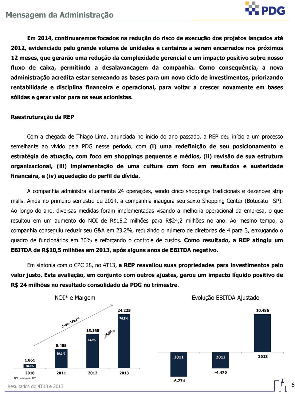 Como consequência, a nova administração acredita estar semeando as bases para um novo ciclo de investimentos, priorizando rentabilidade e disciplina financeira e operacional, para voltar a crescer