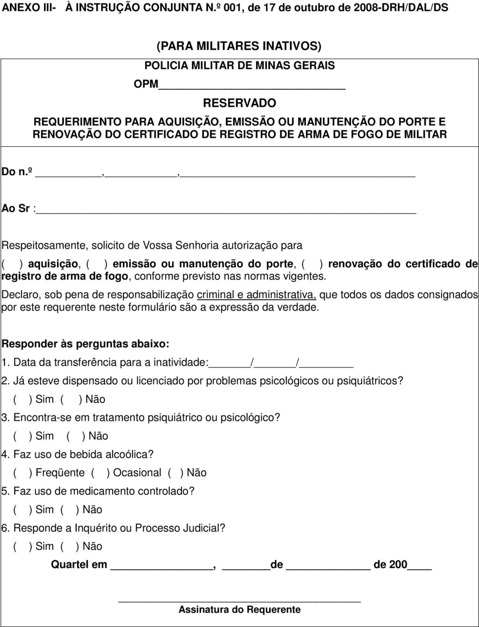 CERTIFICADO DE REGISTRO DE ARMA DE FOGO DE MILITAR Do n.