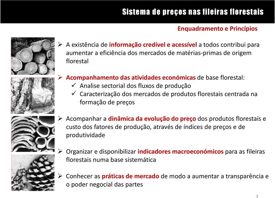 preços Acompanhar a dinâmica da evolução do preço dos produtos florestais e custo dos fatores de produção, através de índices de preços e de produtividade Organizar e