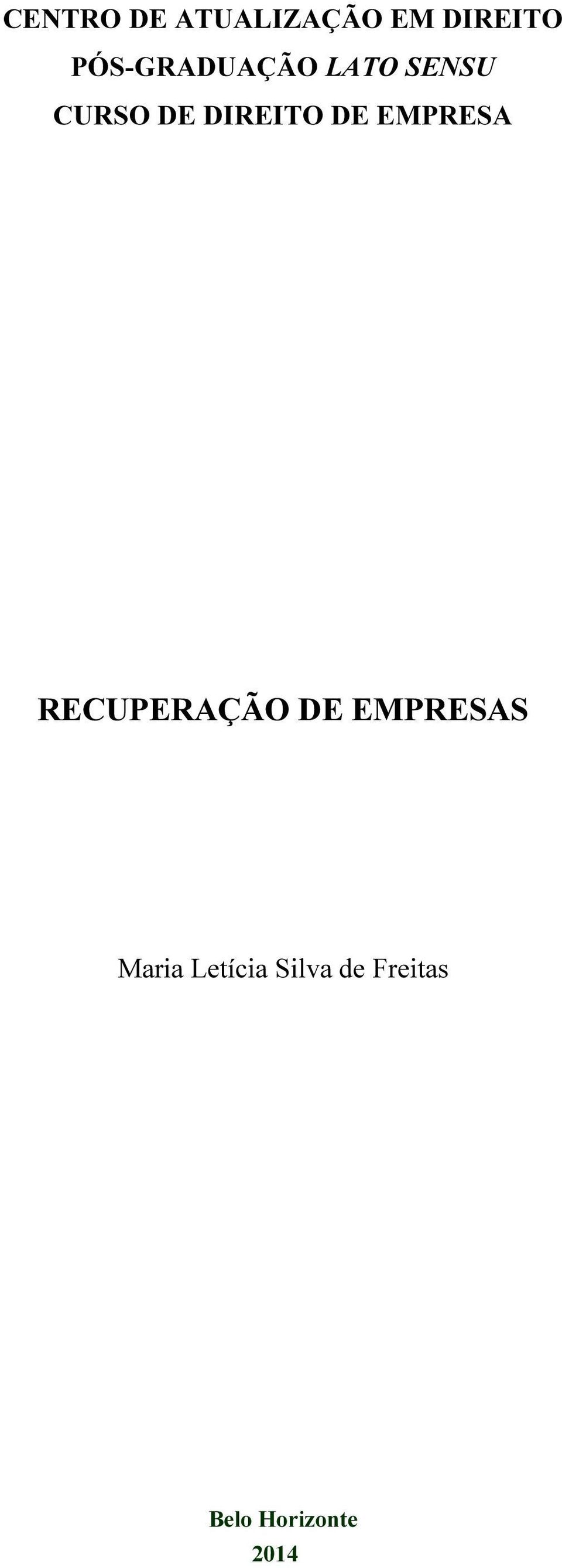 DIREITO DE EMPRESA RECUPERAÇÃO DE