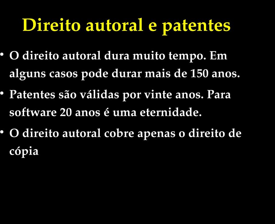 Patentes são válidas por vinte anos.