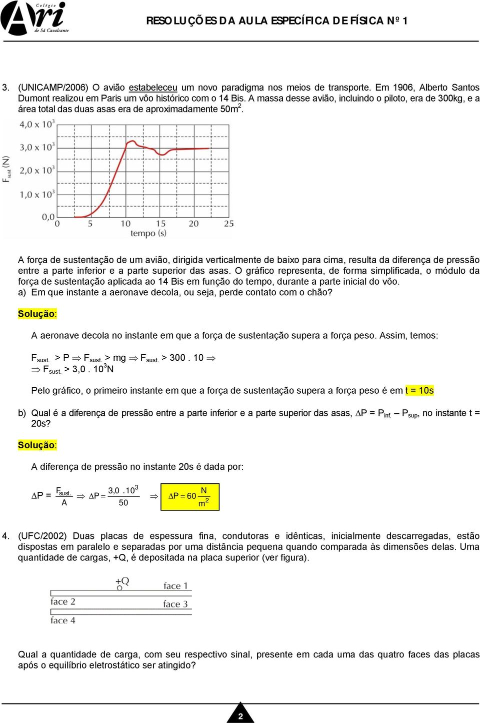 A força de sustentação de um avião, dirigida verticalmente de baixo para cima, resulta da diferença de pressão entre a parte inferior e a parte superior das asas.