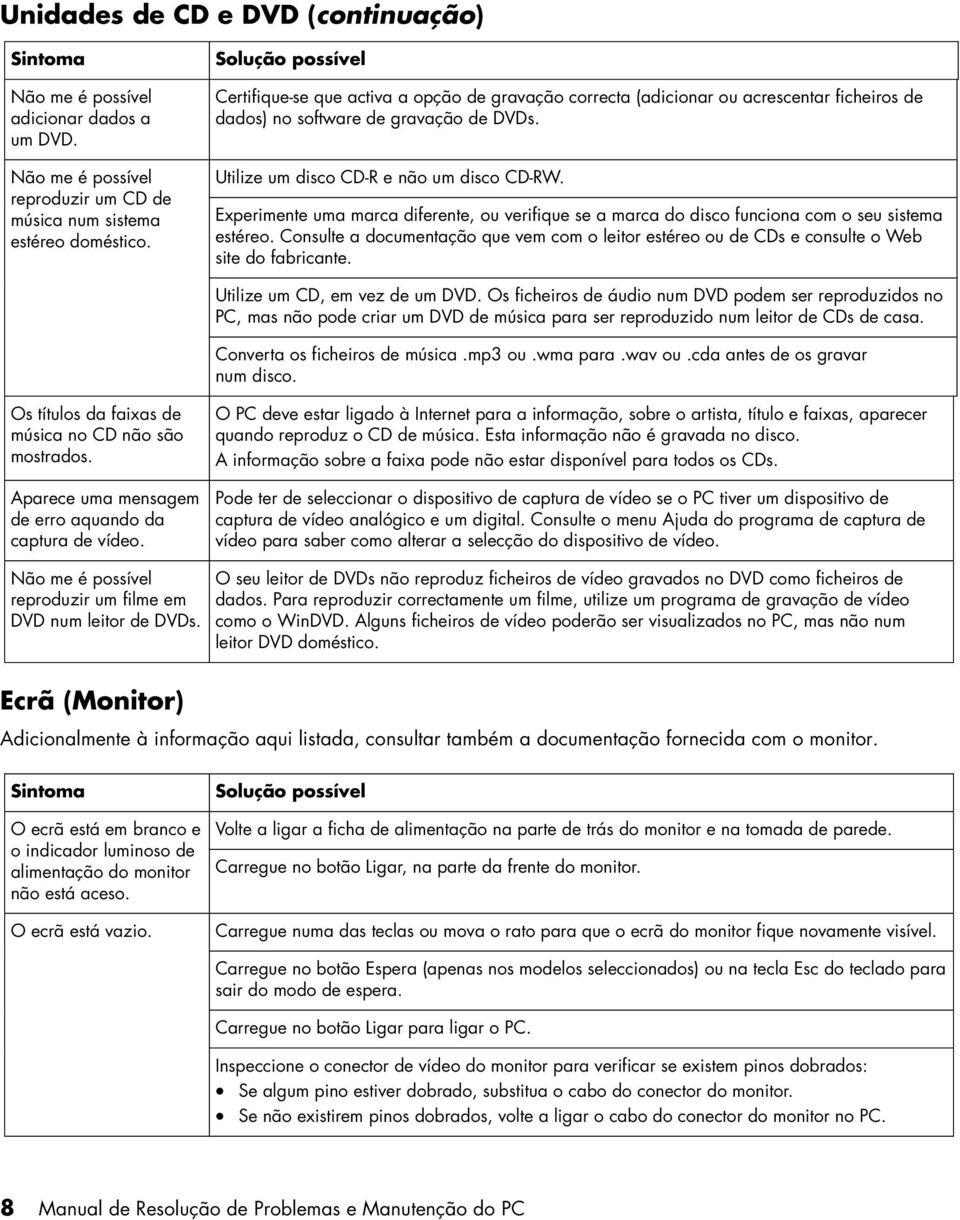 Experimente uma marca diferente, ou verifique se a marca do disco funciona com o seu sistema estéreo.