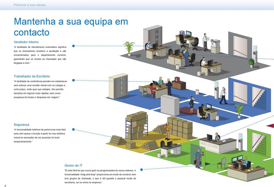 Trabalhador de Escritório A facilidade de conferência permite-me estabelecer sem esforço uma reunião virtual com os colegas a curto prazo, onde quer que estejam.