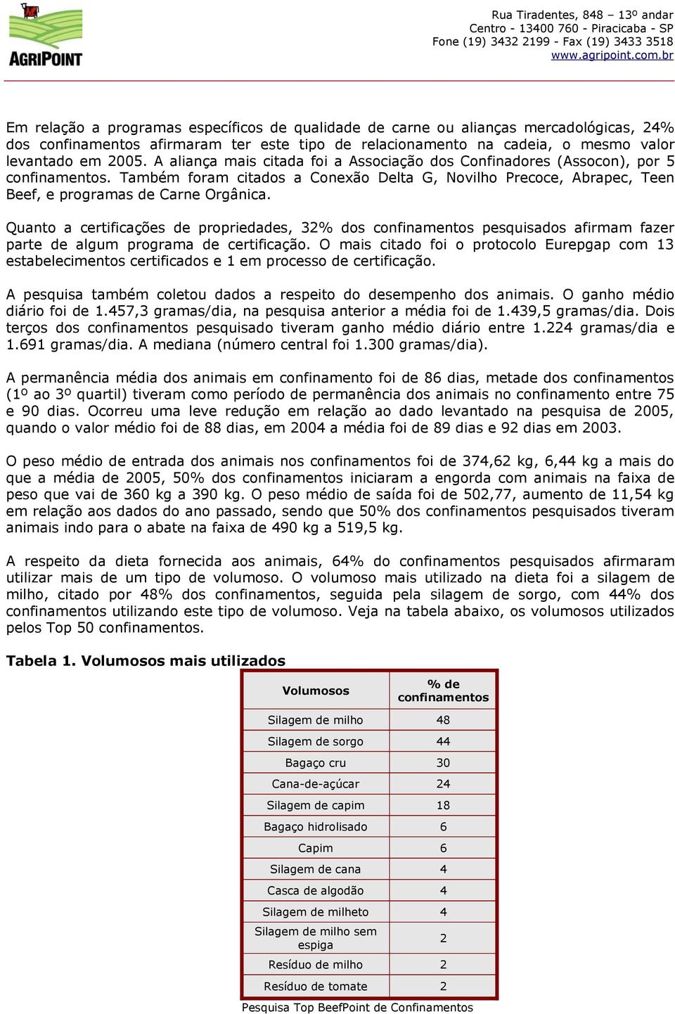 Quanto a certificações de propriedades, 32% dos confinamentos pesquisados afirmam fazer parte de algum programa de certificação.