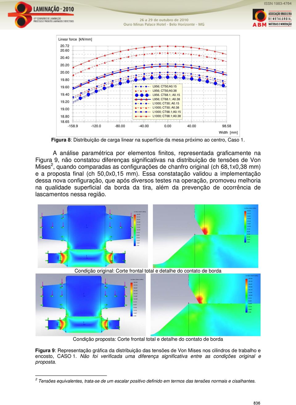 A análise paramétrica por elementos finitos, representada graficamente na Figura 9, não constatou diferenças significativas na distribuição de tensões de Von Mises 2, quando comparadas as