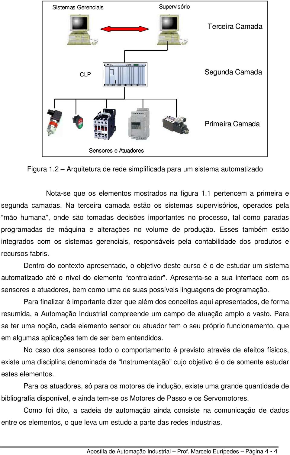 Na terceira camada estão os sistemas supervisórios, operados pela mão humana, onde são tomadas decisões importantes no processo, tal como paradas programadas de máquina e alterações no volume de