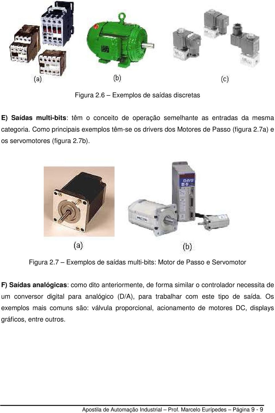 7 Exemplos de saídas multi-bits: Motor de Passo e Servomotor F) Saídas analógicas: como dito anteriormente, de forma similar o controlador necessita de um conversor