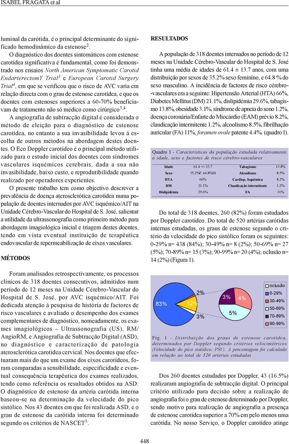 Carotid Surgery Trial 4, em que se verificou que o risco de AVC varia em relação directa com o grau de estenose carotídea, e que os doentes com estenoses superiores a 60-70% beneficiavam de