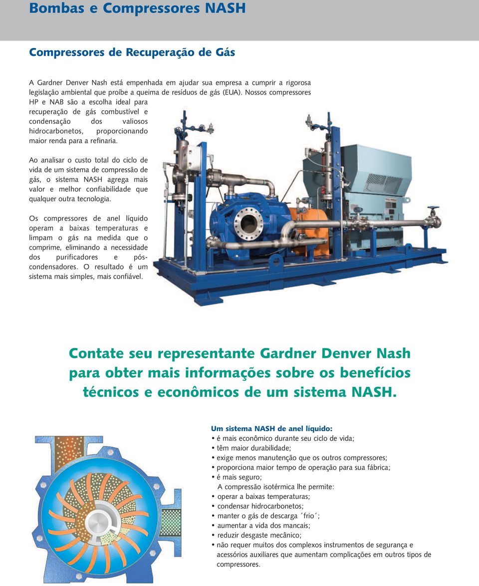 Ao analisar o custo total do ciclo de vida de um sistema de compressão de gás, o sistema NASH agrega mais valor e melhor confiabilidade que qualquer outra tecnologia.