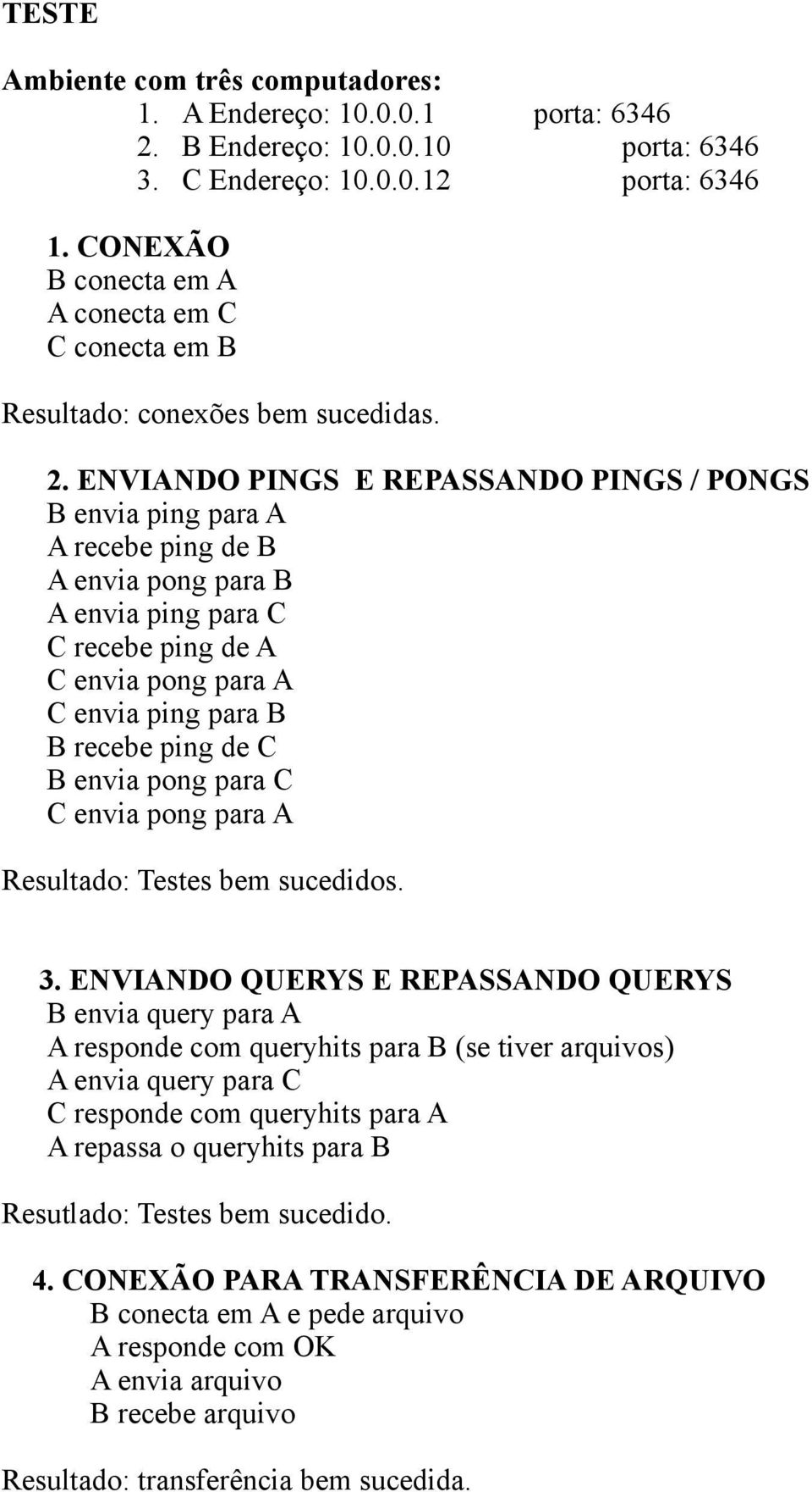 ENVIANDO PINGS E REPASSANDO PINGS / PONGS B envia ping para A A recebe ping de B A envia pong para B A envia ping para C C recebe ping de A C envia pong para A C envia ping para B B recebe ping de C
