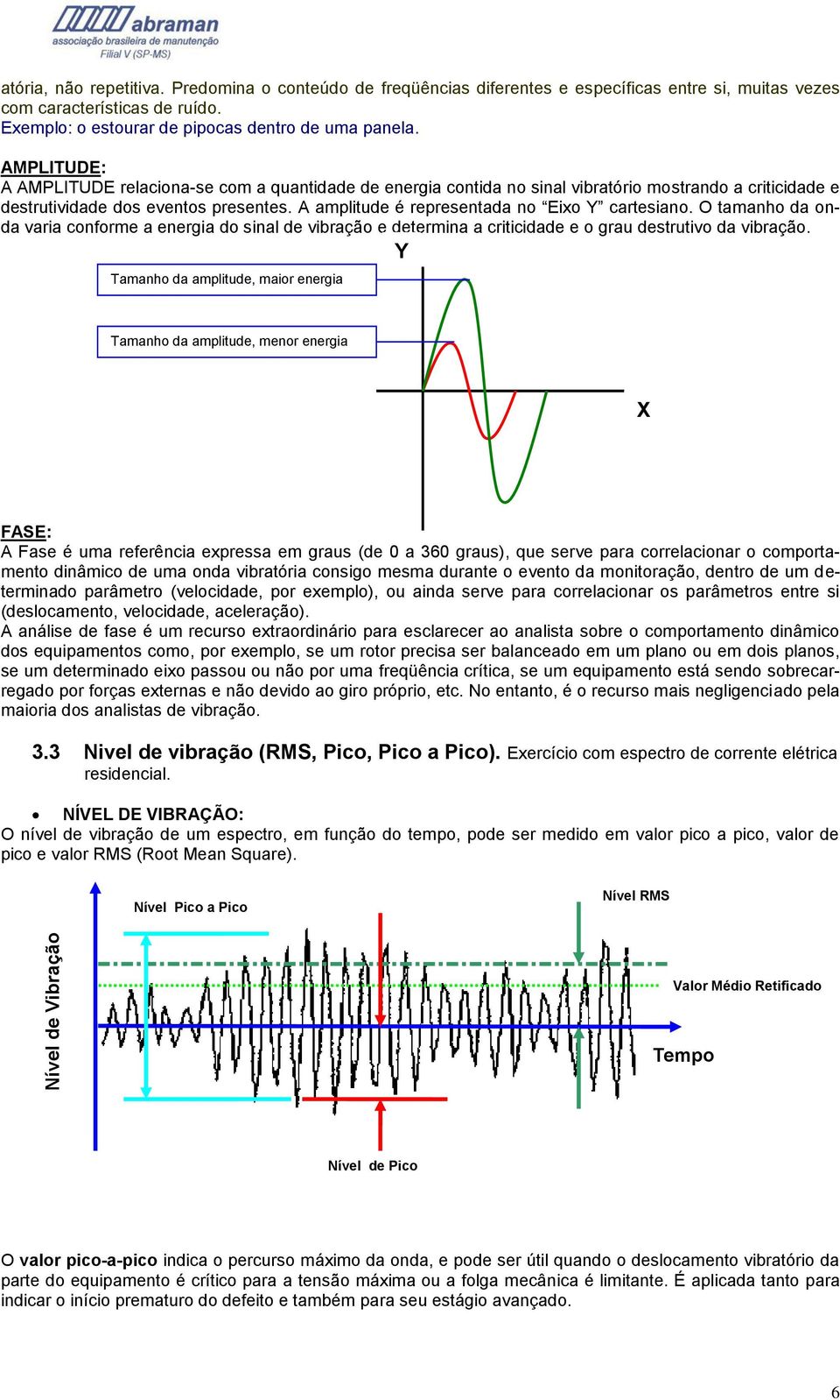 AMPLITUDE: A AMPLITUDE relaciona-se com a quantidade de energia contida no sinal vibratório mostrando a criticidade e destrutividade dos eventos presentes.