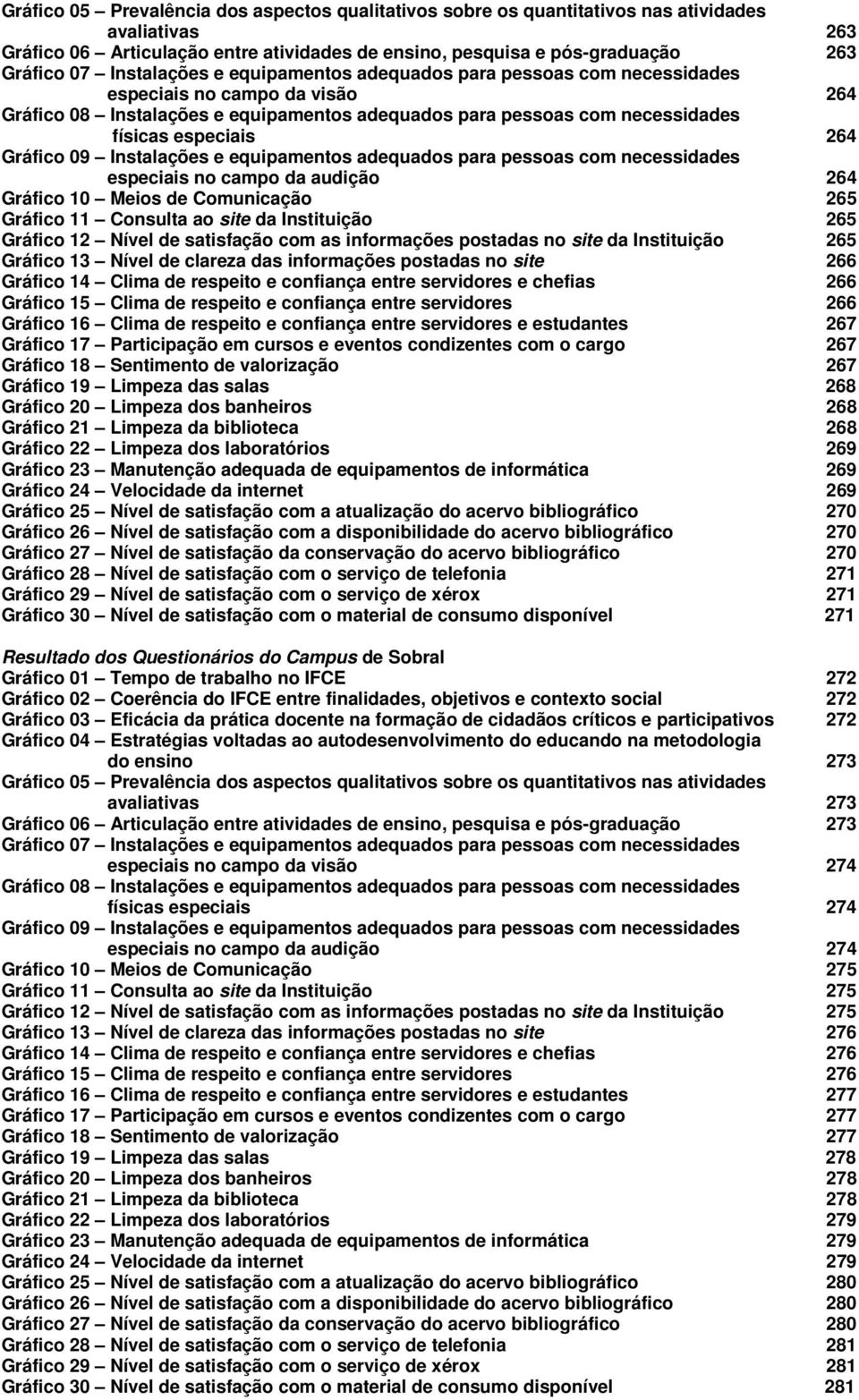 Gráfico 09 Instalações e equipamentos adequados para pessoas com necessidades especiais no campo da audição 264 Gráfico 10 Meios de Comunicação 265 Gráfico 11 Consulta ao site da Instituição 265