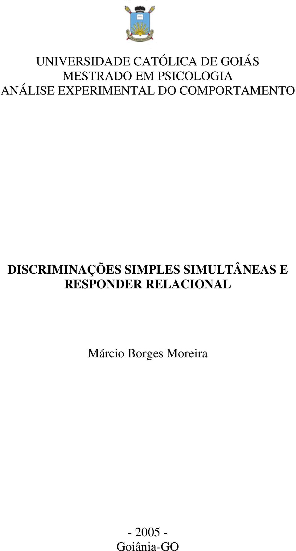 COMPORTAMENTO DISCRIMINAÇÕES SIMPLES