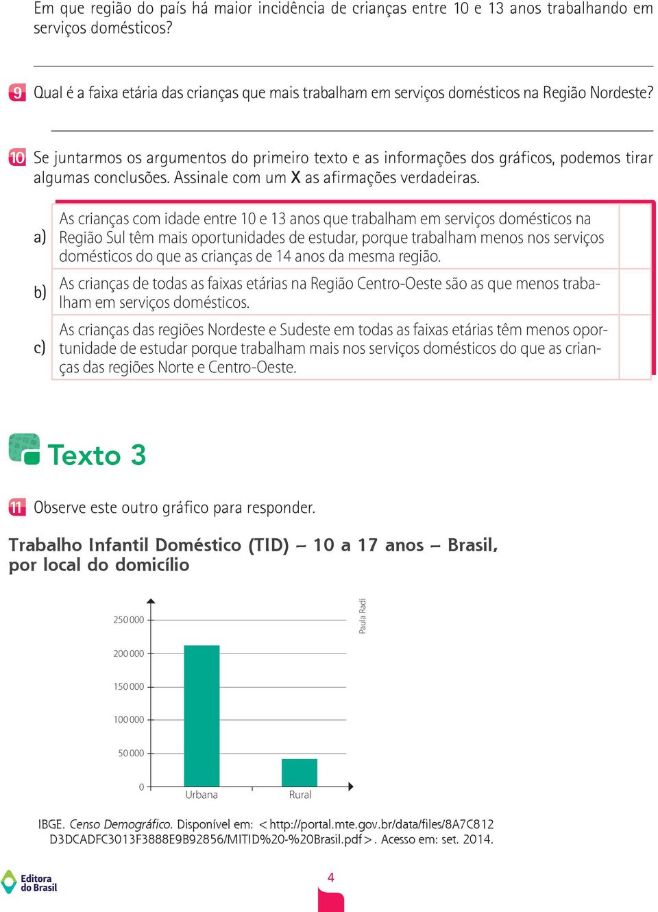 10 Se juntarmos os argumentos do primeiro texto e as informações dos gráficos, podemos tirar algumas conclusões. Assinale com um X as afirmações verdadeiras.