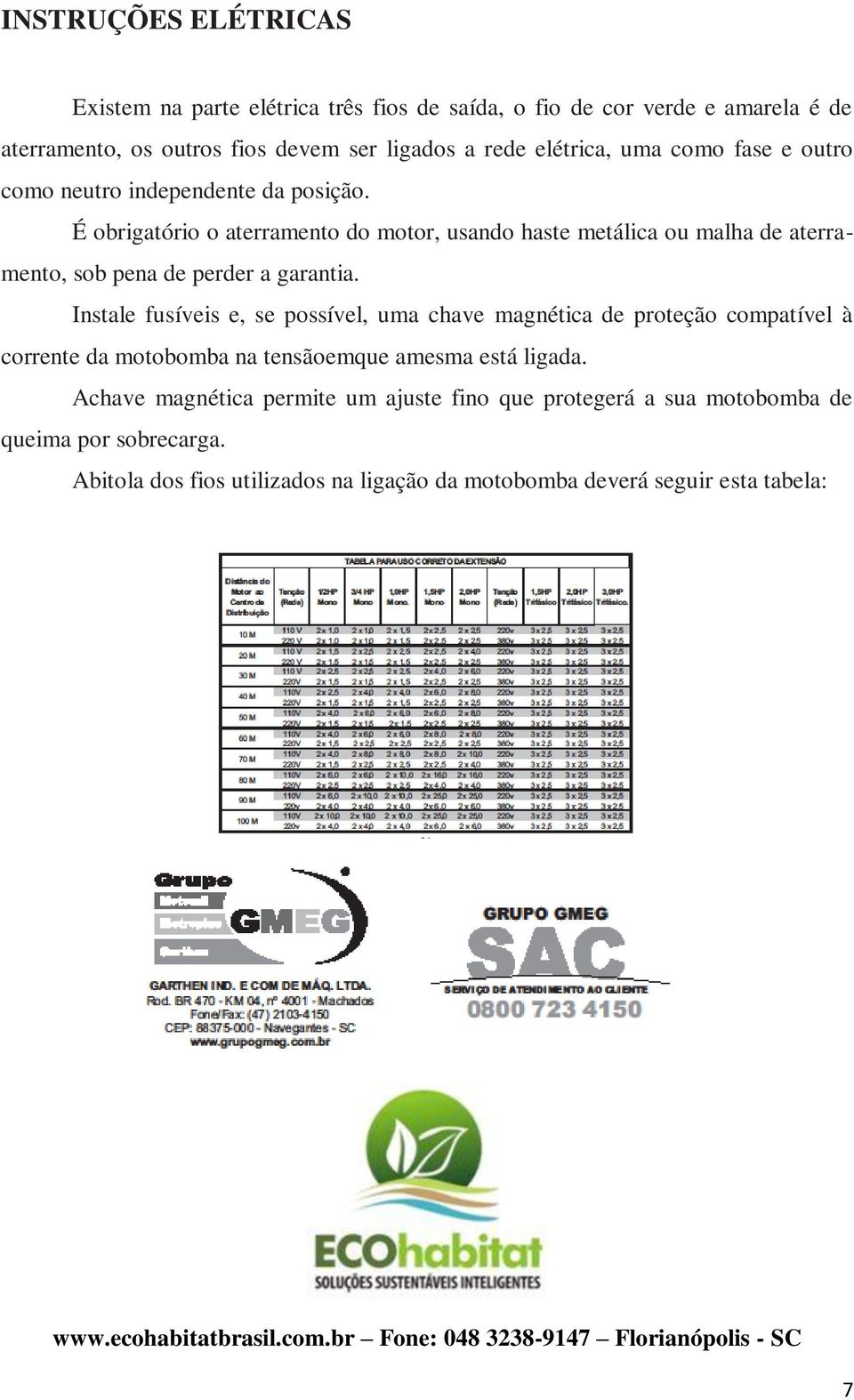 É obrigatório o aterramento do motor, usando haste metálica ou malha de aterramento, sob pena de perder a garantia.