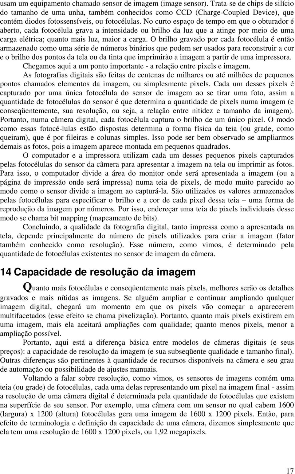 No curto espaço de tempo em que o obturador é aberto, cada fotocélula grava a intensidade ou brilho da luz que a atinge por meio de uma carga elétrica; quanto mais luz, maior a carga.