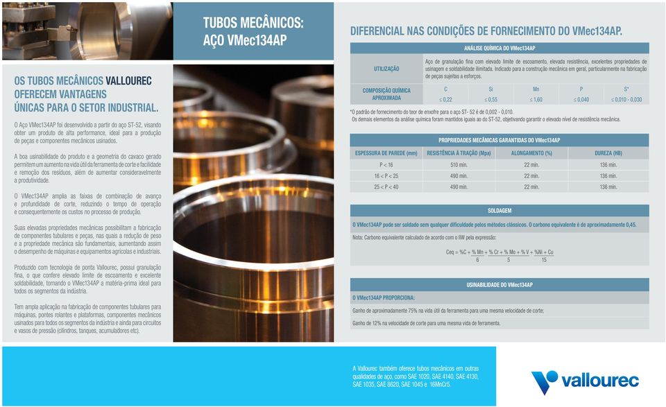 A boa usinabilidade do produto e a geometria do cavaco gerado permitem um aumento na vida útil da ferramenta de corte e facilidade e remoção dos resíduos, além de aumentar consideravelmente a