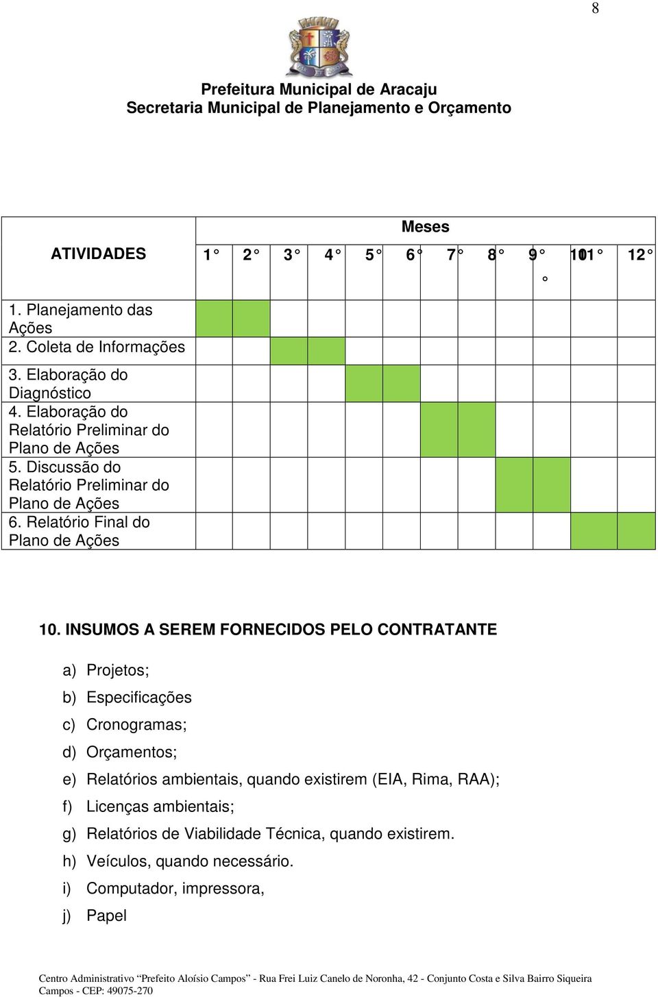 Relatório Final do Plano de Ações Meses 1 2 3 4 5 6 7 8 9 10 11 12 10.