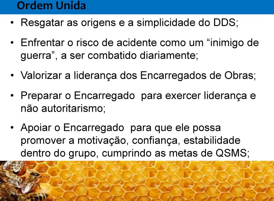 o Encarregado para exercer liderança e não autoritarismo; Apoiar o Encarregado para que ele