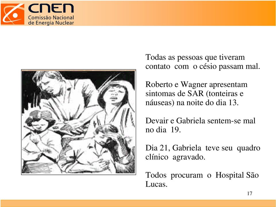 noite do dia 13. Devair e Gabriela sentem-se mal no dia 19.