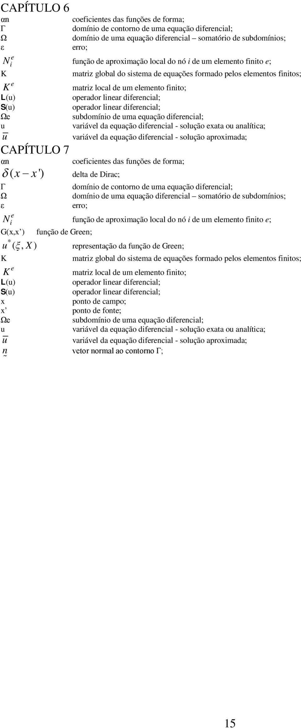 Drac; cofcts as fçõs forma; Γ omío cotoro ma qação frcal; Ω omío ma qação frcal somatóro sbomíos; ε rro; fção apromação local o ó m lmto fto ; G, fção Gr; *, X rprstação a fção Gr; K matrz global o