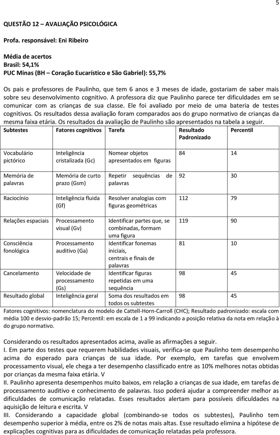 saber mais sobre seu desenvolvimento cognitivo. A professora diz que Paulinho parece ter dificuldades em se comunicar com as crianças de sua classe.