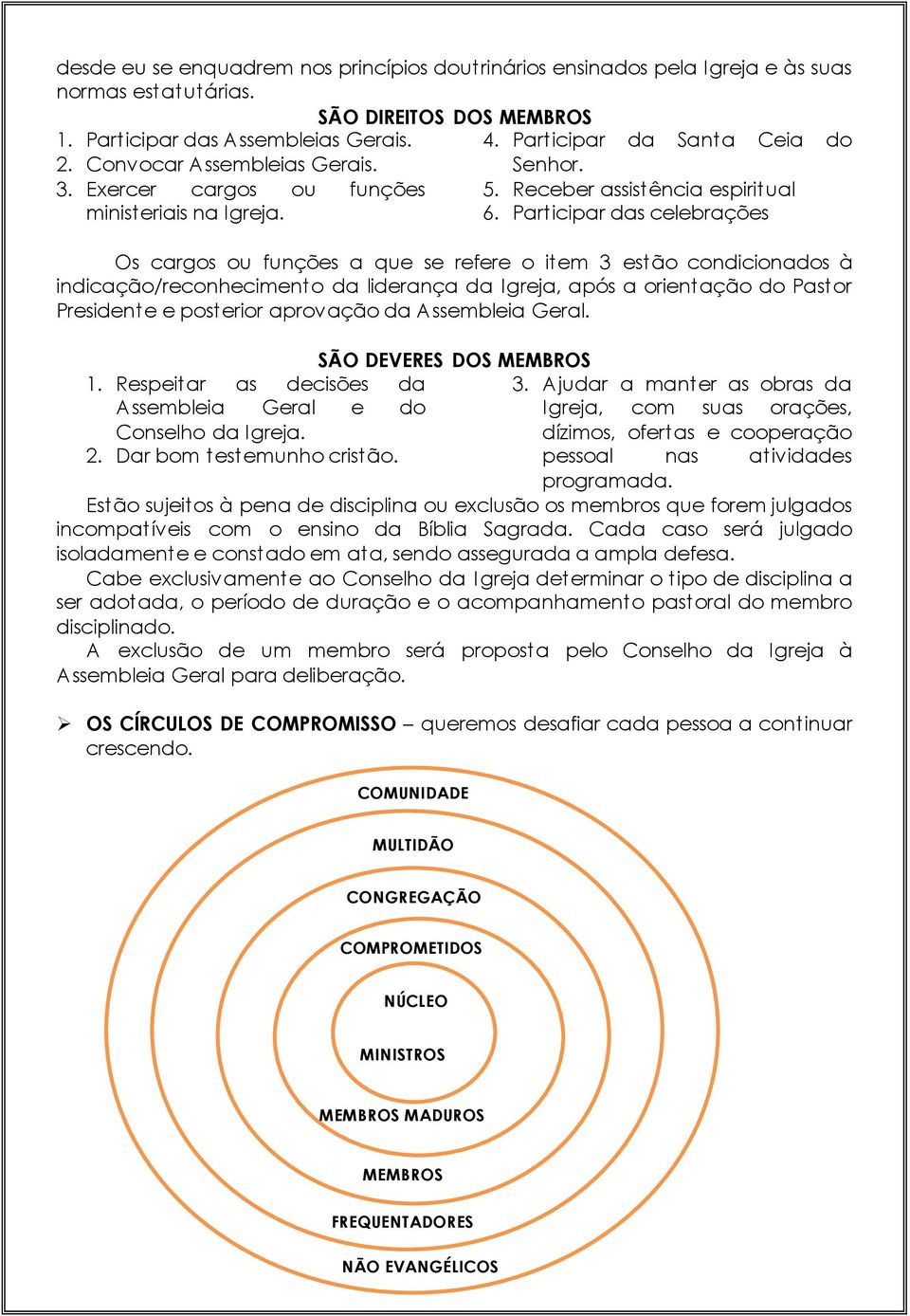 Participar das celebrações Os cargos ou funções a que se refere o item 3 estão condicionados à indicação/reconhecimento da liderança da Igreja, após a orientação do Pastor Presidente e posterior