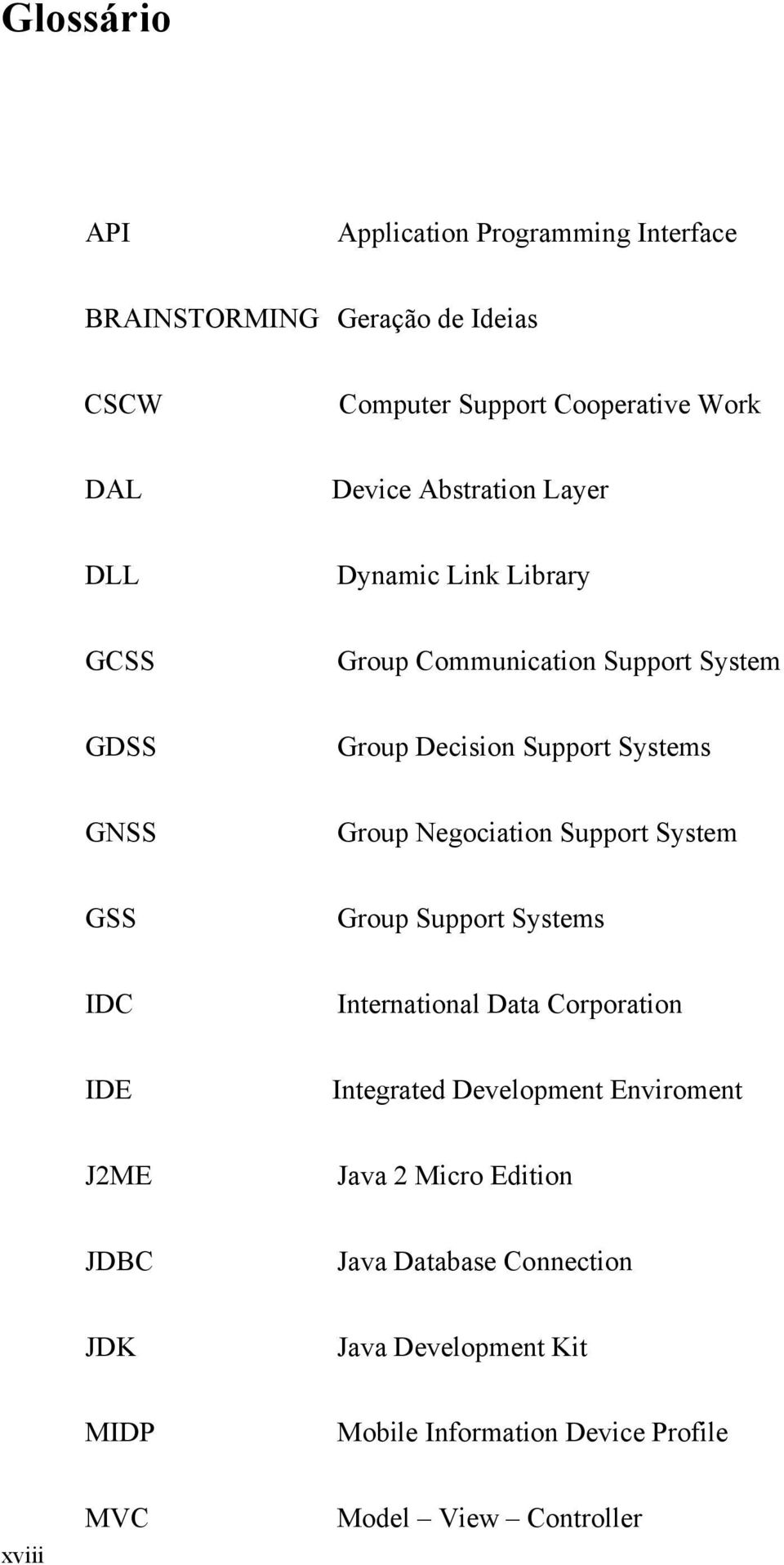 Negociation Support System GSS Group Support Systems IDC International Data Corporation IDE Integrated Development Enviroment J2ME