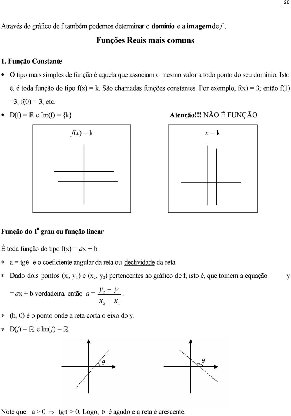 Por exemplo, f(x) ; então f(), f(0), etc. D(f) e Im(f) {k} f(x) k Atenção!