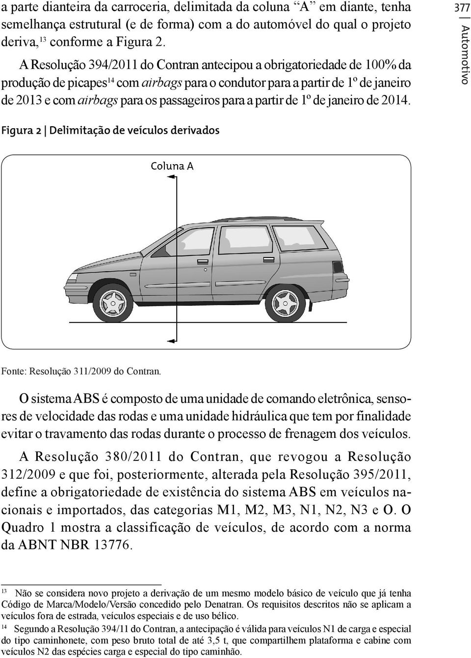 a partir de 1º de janeiro de 2014. 377 Automotivo Figura 2 Delimitação de veículos derivados Fonte: Resolução 311/2009 do Contran.