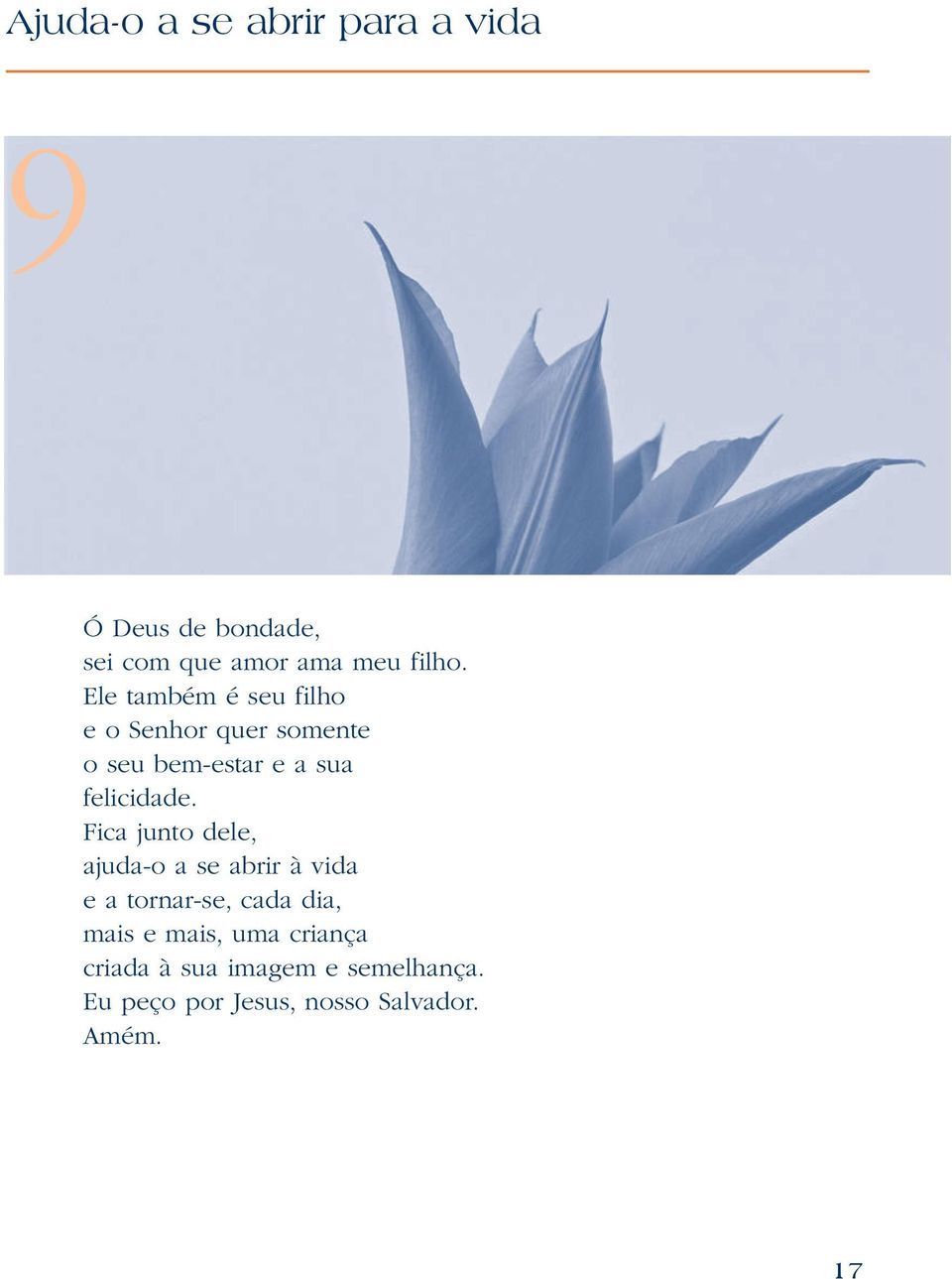 Fica junto dele, ajuda-o a se abrir à vida e a tornar-se, cada dia, mais e mais, uma