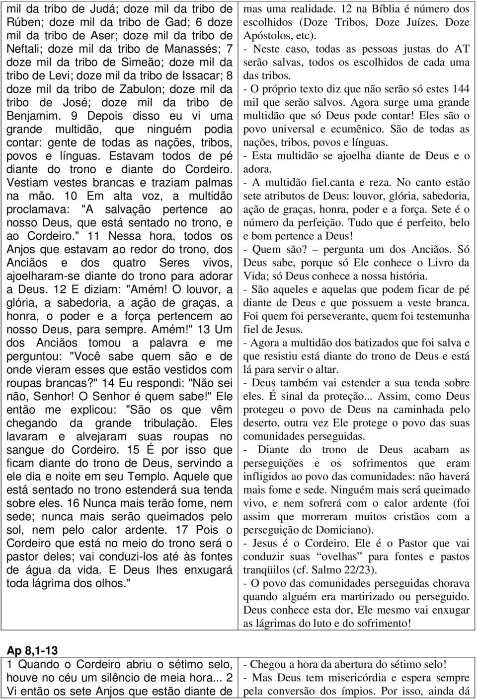 9 Depois disso eu vi uma grande multidão, que ninguém podia contar: gente de todas as nações, tribos, povos e línguas. Estavam todos de pé diante do trono e diante do Cordeiro.