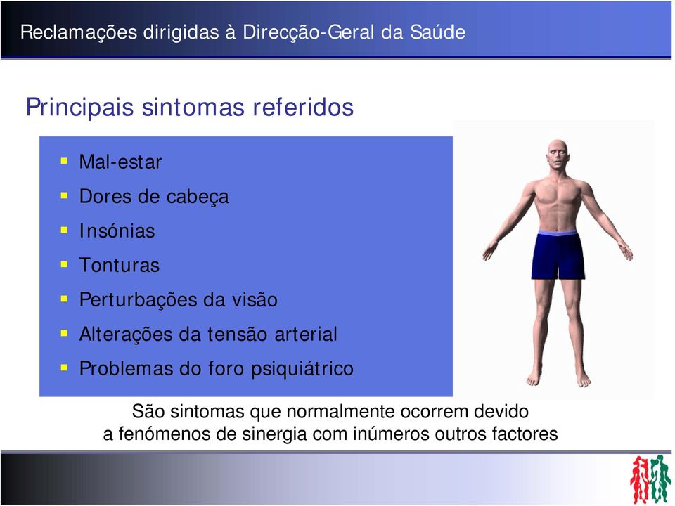 Alterações da tensão arterial Problemas do foro psiquiátrico São sintomas