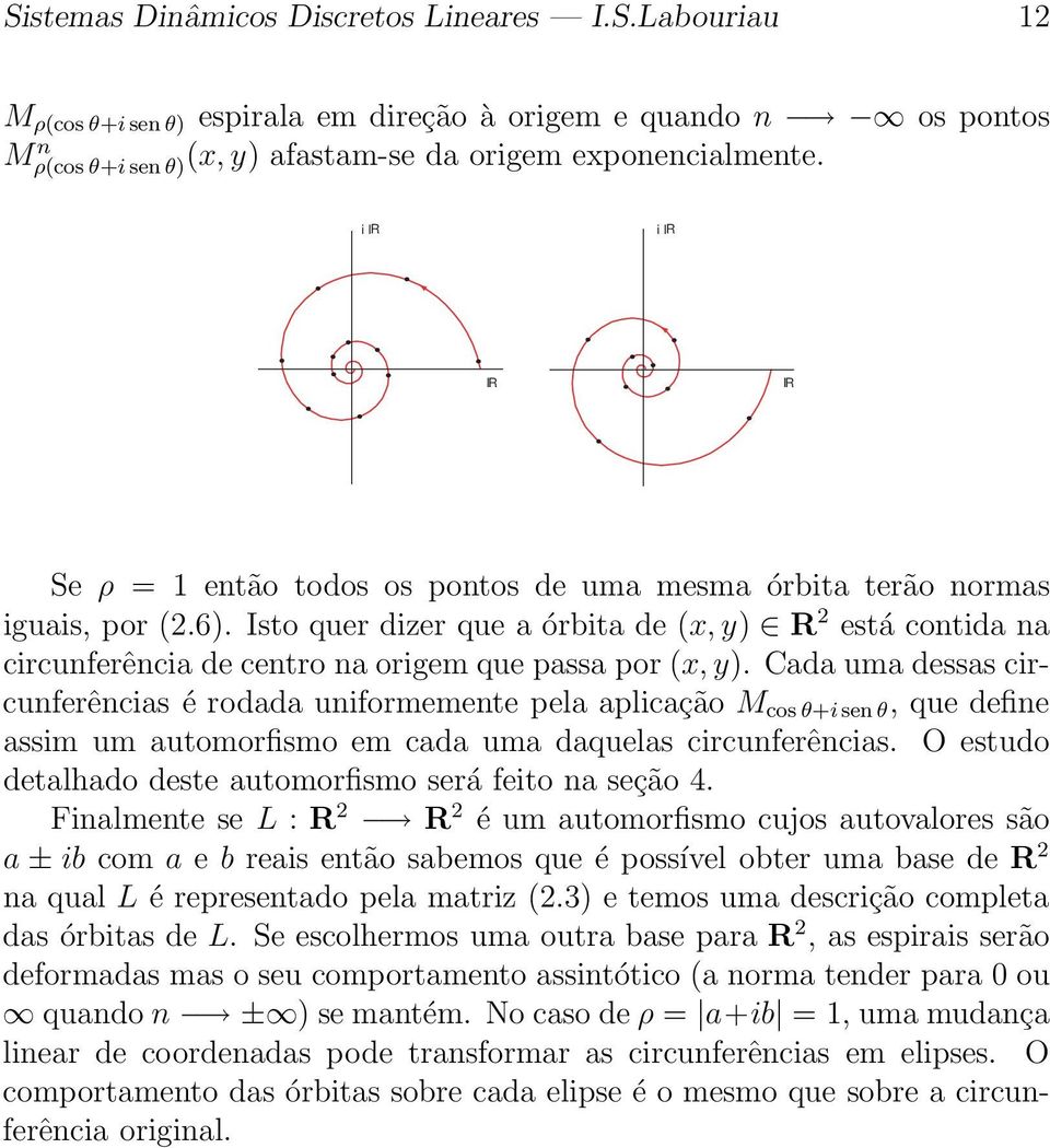 Isto quer dizer que a órbita de (x, y) R 2 está contida na circunferência de centro na origem que passa por (x, y).