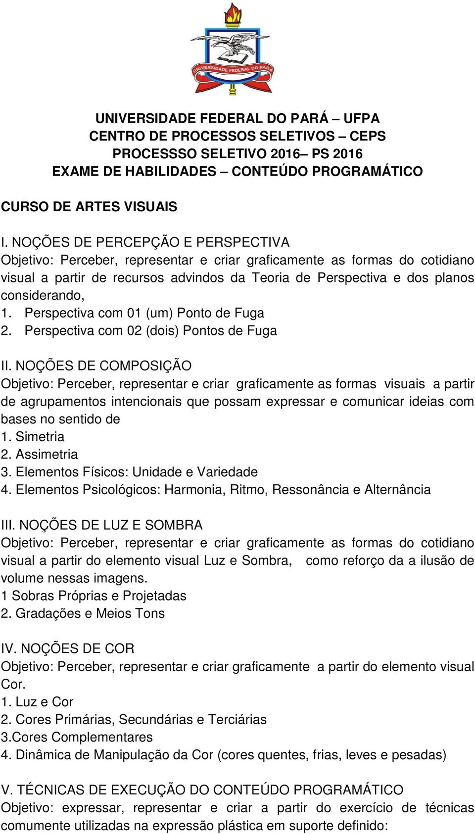 1. Perspectiva com 01 (um) Ponto de Fuga 2. Perspectiva com 02 (dois) Pontos de Fuga II.