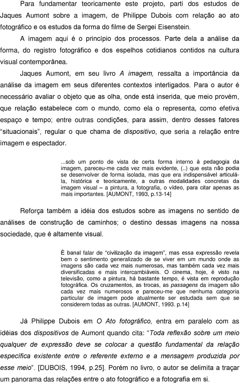 Jaques Aumont, em seu livro A imagem, ressalta a importância da análise da imagem em seus diferentes contextos interligados.