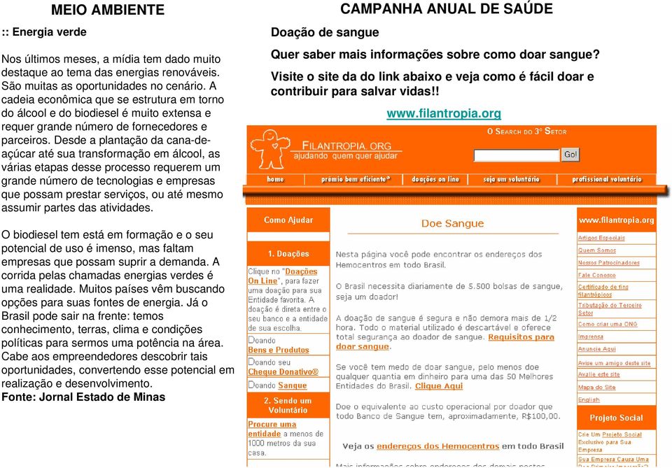 Desde a plantação da cana-deaçúcar até sua transformação em álcool, as várias etapas desse processo requerem um grande número de tecnologias e empresas que possam prestar serviços, ou até mesmo