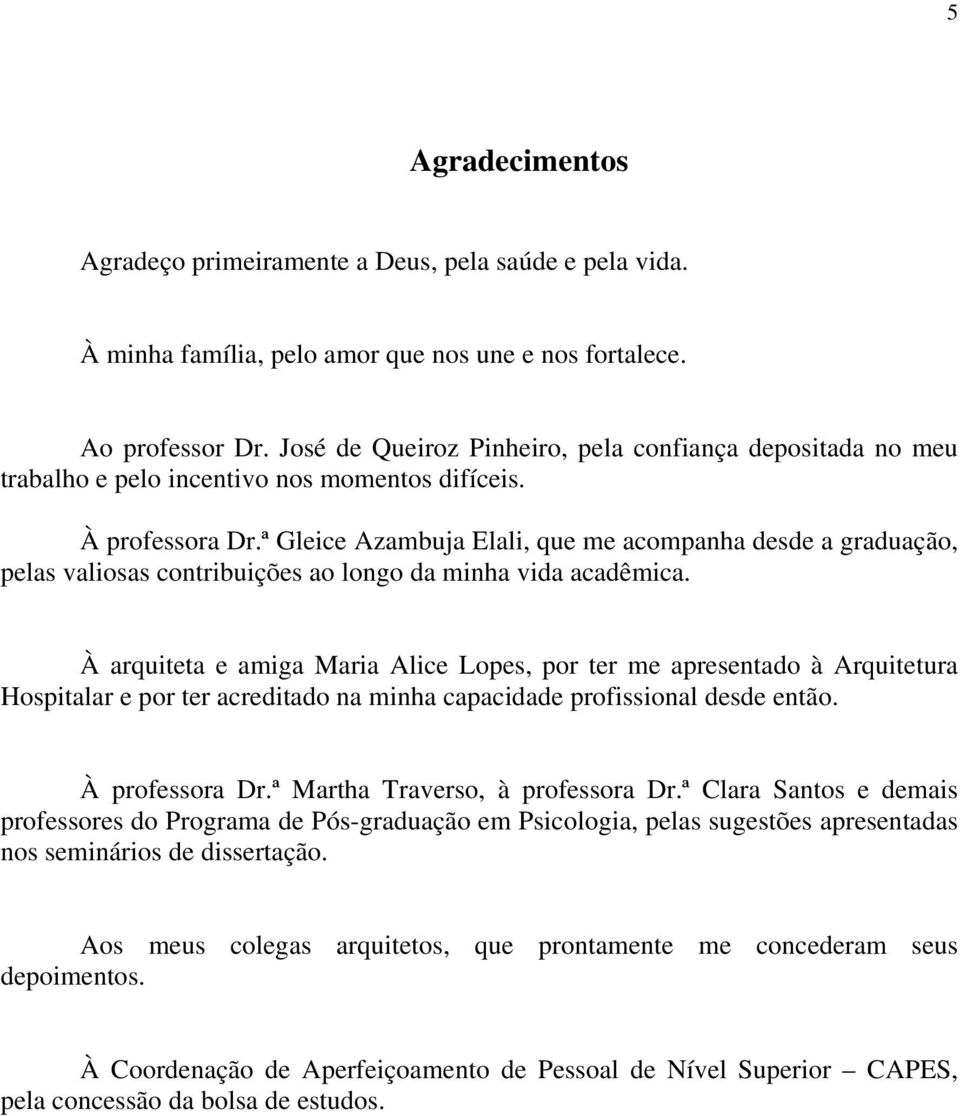 ª Gleice Azambuja Elali, que me acompanha desde a graduação, pelas valiosas contribuições ao longo da minha vida acadêmica.